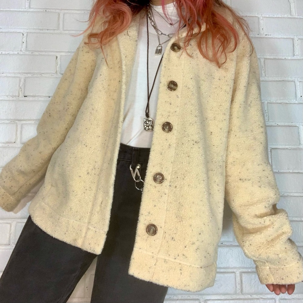 SOLD ON DEP0P Cream Fuzzy teddy jacket Shacket